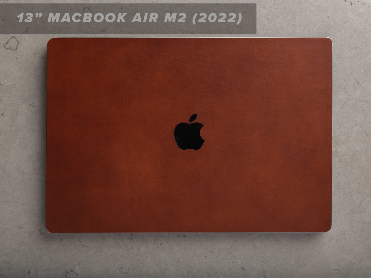 13 Inch MacBook Air (M2) Italian Leather Skin, Front, Back, with Logo Cut  Out