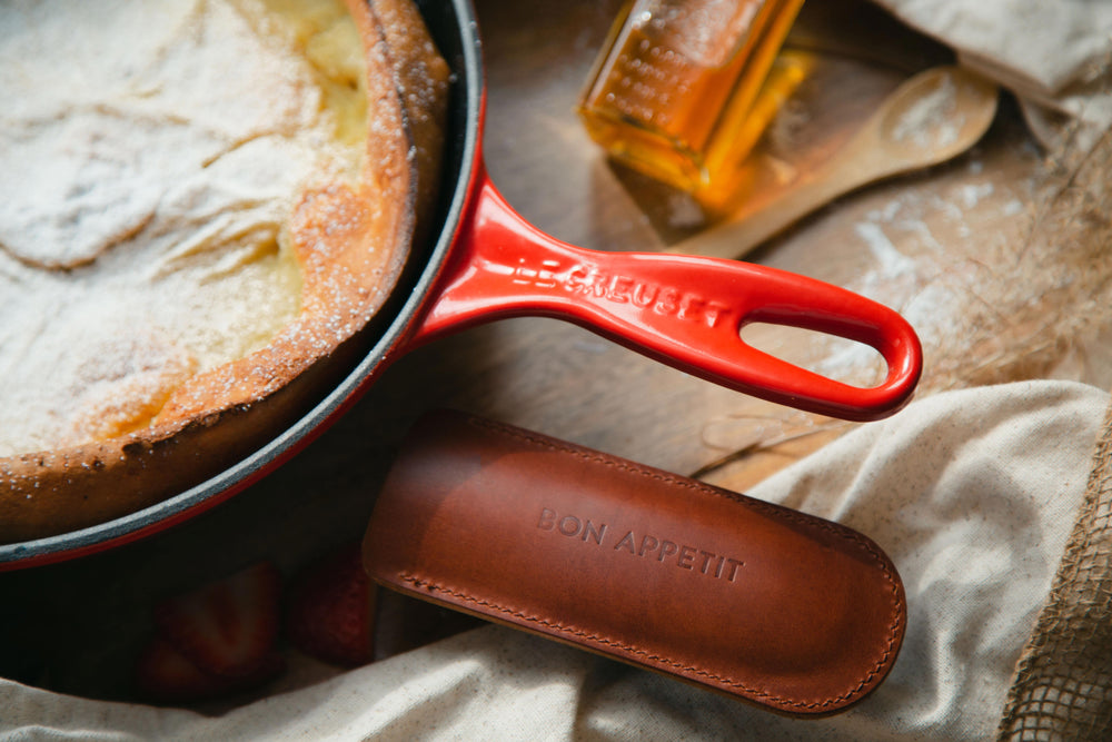 Leather Cast Iron Skillet Handle Cover, Personalized, 9 Colors